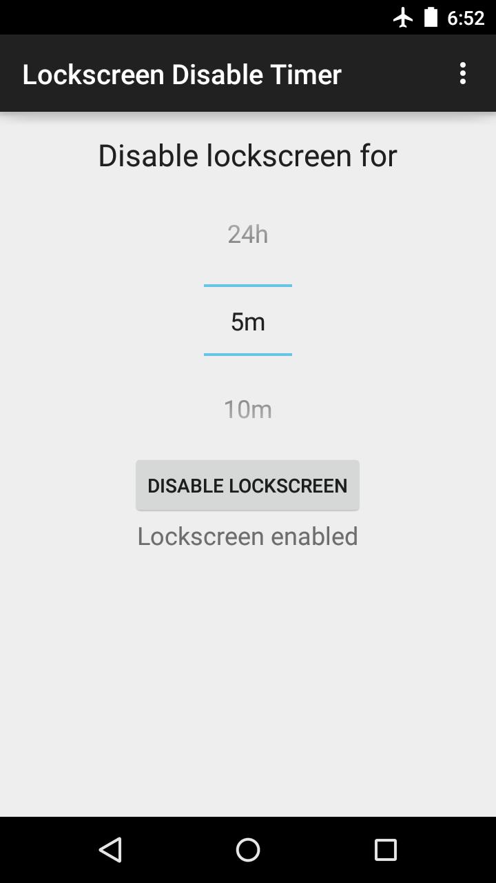 Screen Lock Disable Timer